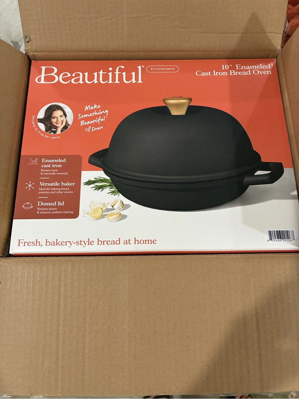 10" Enameled Cast Iron Bread Oven - Black by Drew Berrymore NEW #breadoven